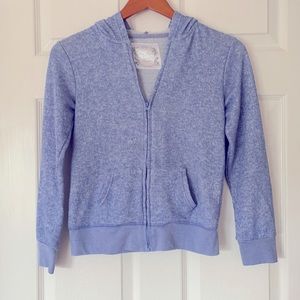Aegean Apparel heathered blue full zip hoodie. Girls L